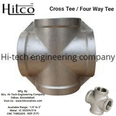 hitco -Cross / Four Way Tee  (F/F) IC-SS304/316 (1/4