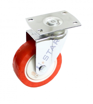 Single Wheel Pu Caster Swivel Plate With Break