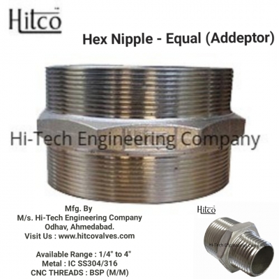 hitco - Hex Nipple / Addeptor (M/F) IC-SS304/316 (1/4