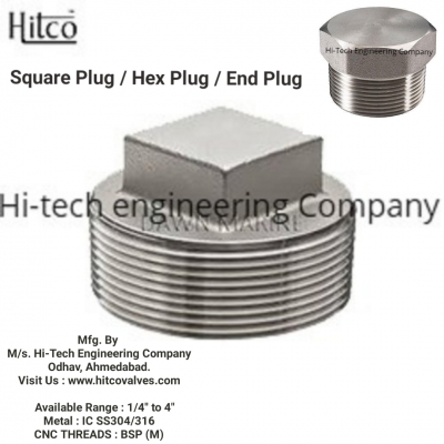 hitco - Square End Plug / Head Plug (M) IC-SS304/316 (1/4